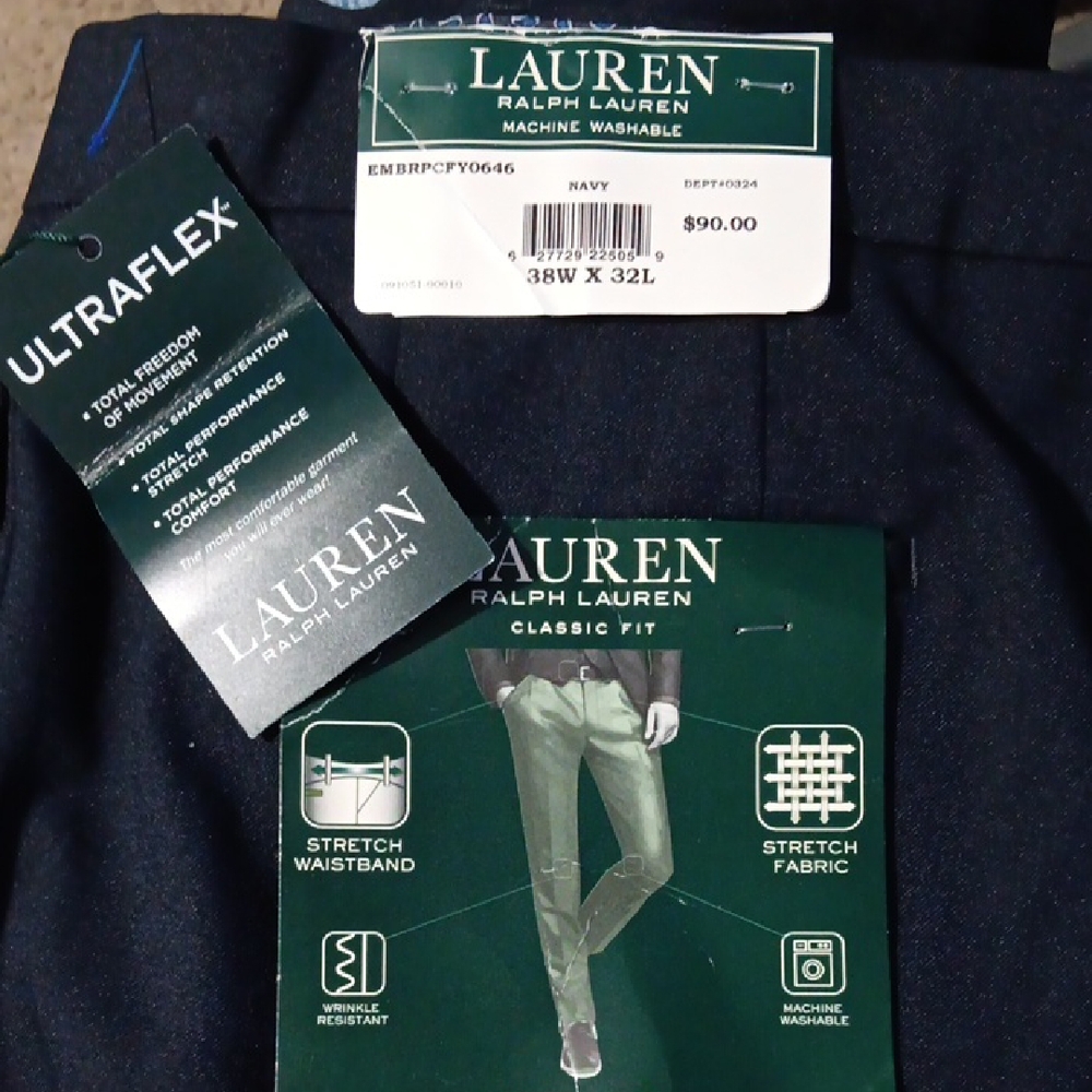 Lauren Ralph Lauren Navy Ultraflex Perfomance Stretch Pants NWT 38x32